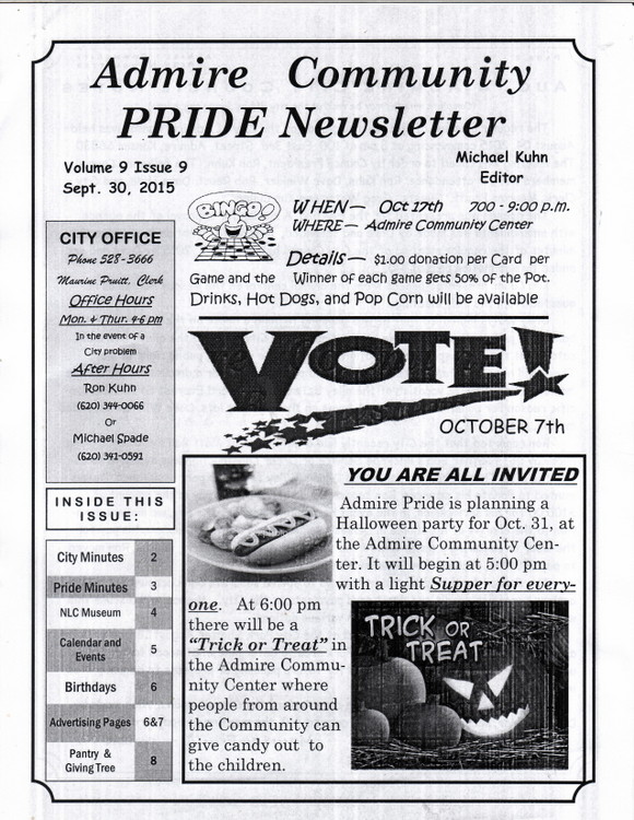 Pride Newsletter - Front Page